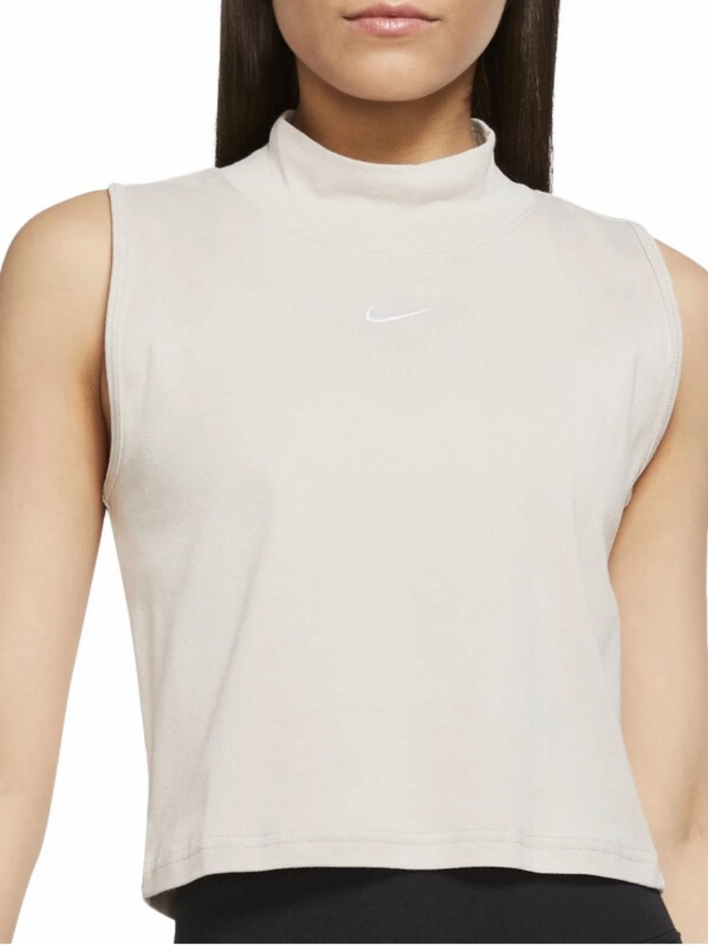 Nike Sleeveless Turtleneck Crop Top Beige